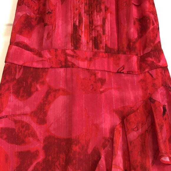 NWT AQUA Ruffle Chiffon Floral Maxi Formal Gown Fushia/Poppy 4 MSRP $258.00 - Picture 8 of 10